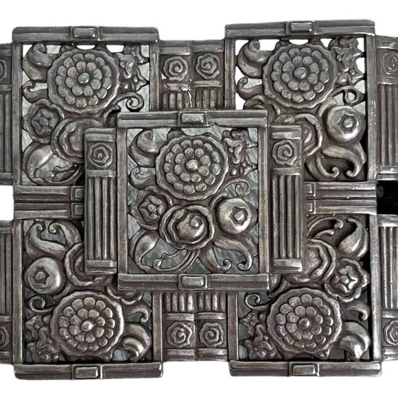 ESCADA Women's Western Metal Floral Buckle Made in Spain VTG Brown Leather Belt - Picture 4 of 16